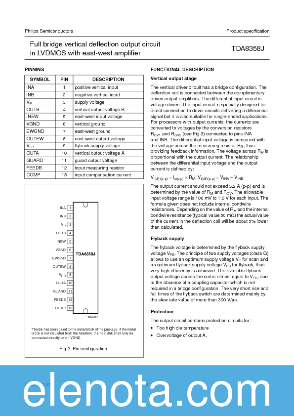 TDA8358J Datasheet PDF (118 KB) Philips | Pobierz z Elenota.pl