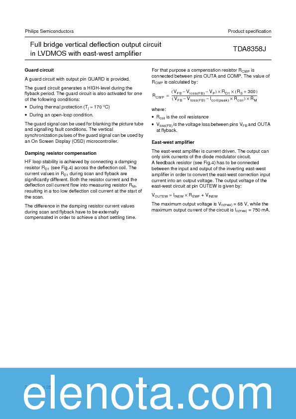 TDA8358J Datasheet PDF (118 KB) Philips | Pobierz z Elenota.pl
