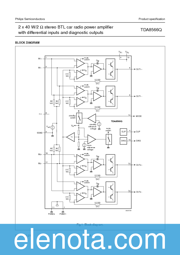 TDA8566Q Datasheet PDF (96 KB) Philips | Pobierz z Elenota.pl