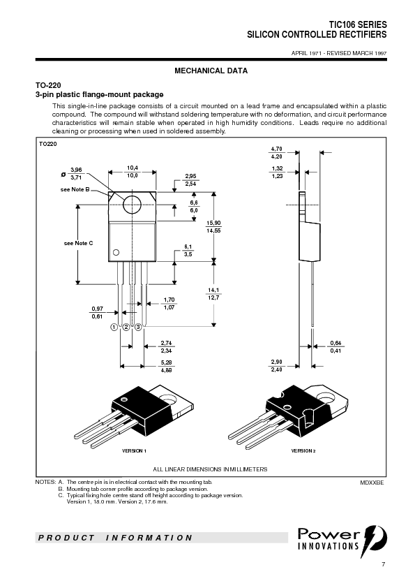 TIC106 Datasheet PDF (165 KB) others | Pobierz z Elenota.pl