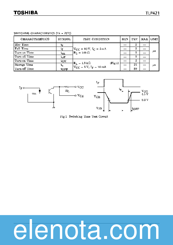 TLP421 Datasheet PDF (377 KB) Toshiba | Pobierz z Elenota.pl