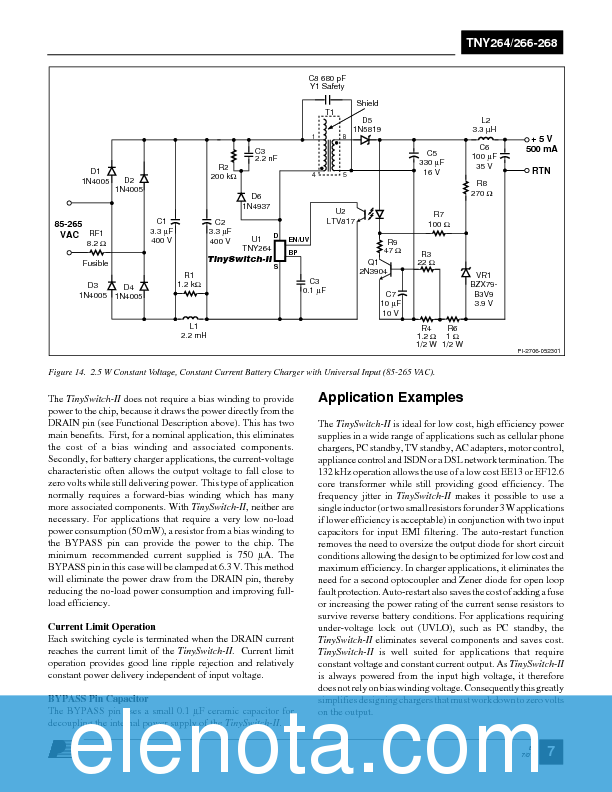 TNY264 Datasheet PDF (516 KB) Power Integrations | Pobierz z Elenota.pl