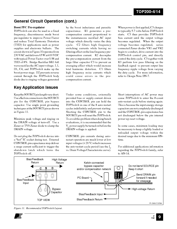TOP202 Datasheet PDF (161 KB) Power Integrations | Pobierz z Elenota.pl