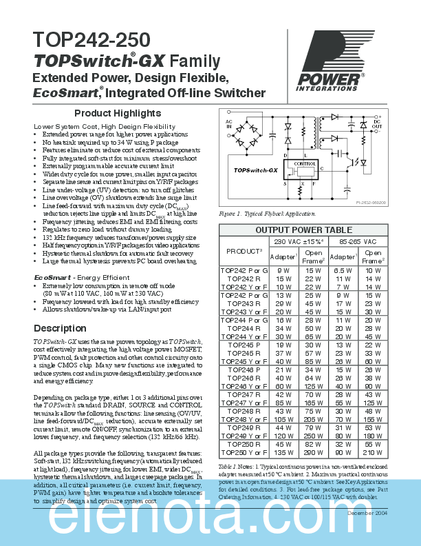 TOP247YN Datasheet PDF (4.19 MB) Noname | Pobierz z Elenota.pl