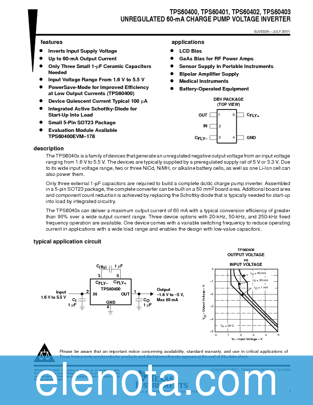 TPS60403 Datasheet PDF (430 KB) Texas Instruments | Pobierz z Elenota.pl
