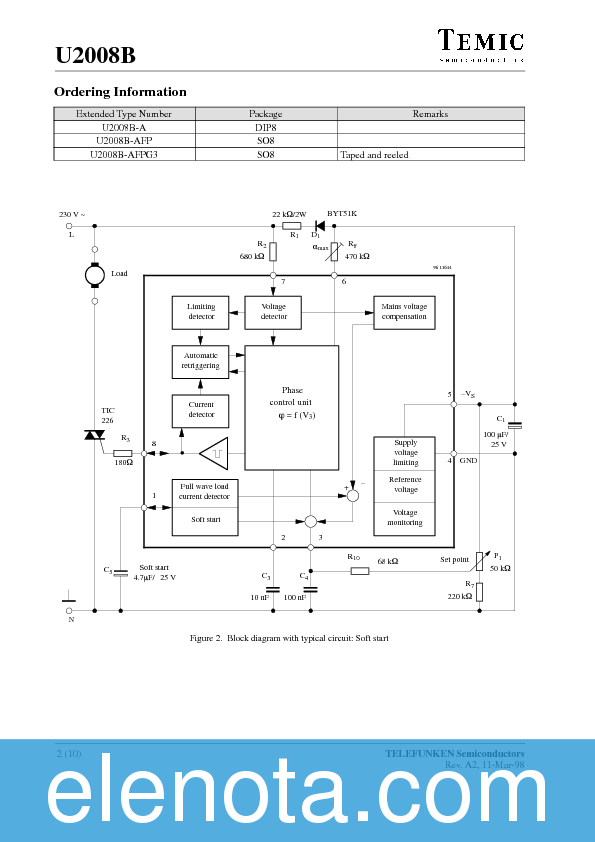 U2008B Datasheet PDF (129 KB) Temic | Pobierz z Elenota.pl