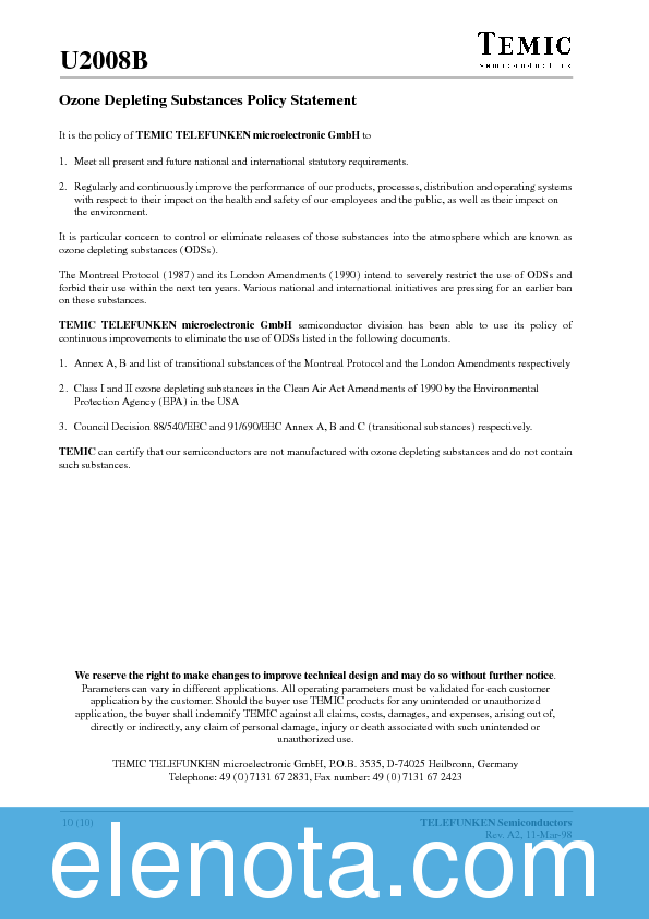 U2008B Datasheet PDF (129 KB) Temic | Pobierz z Elenota.pl