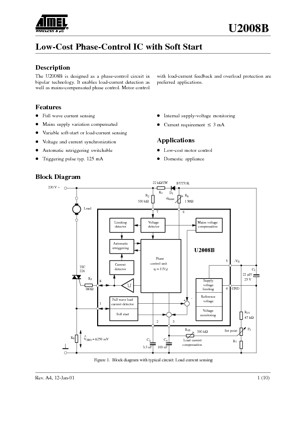 U2008B Datasheet PDF (70 KB) Atmel | Pobierz z Elenota.pl