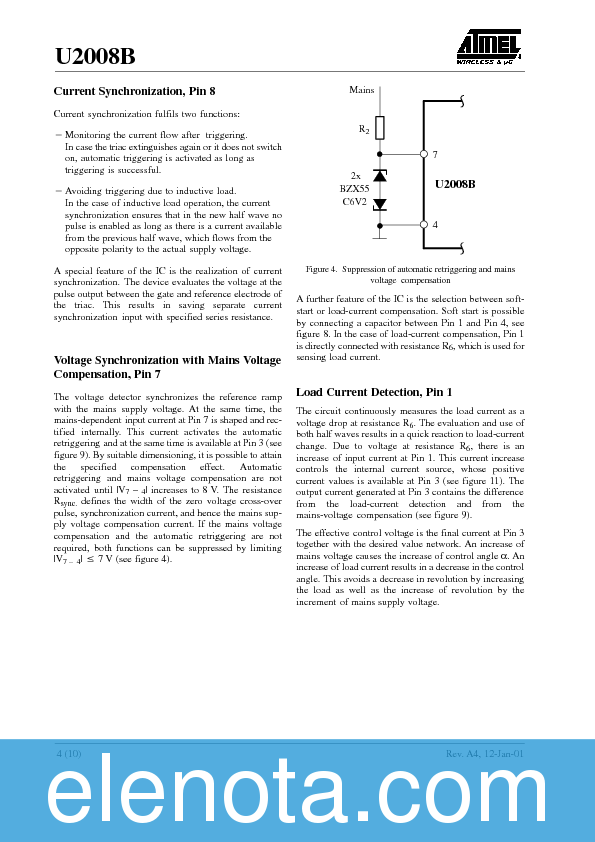 U2008B Datasheet PDF (70 KB) Atmel | Pobierz z Elenota.pl