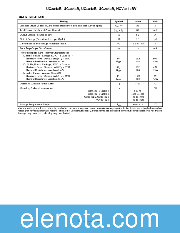 UC3842B Datasheet PDF (369 KB) ON Semiconductor | Pobierz z Elenota.pl
