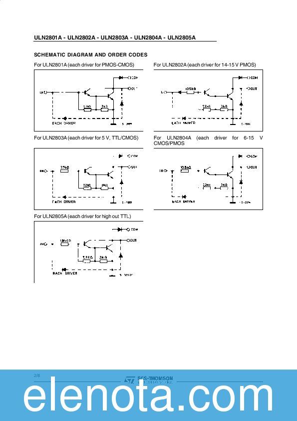 ULN2803A Datasheet PDF (176 KB) SGS-THOMSON | Pobierz z Elenota.pl