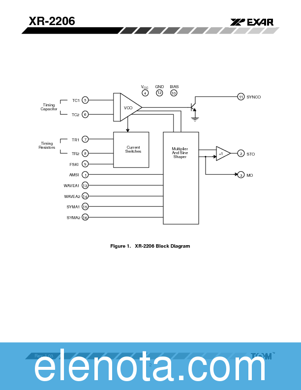 XR2206 Datasheet PDF (192 KB) Exar | Pobierz z Elenota.pl