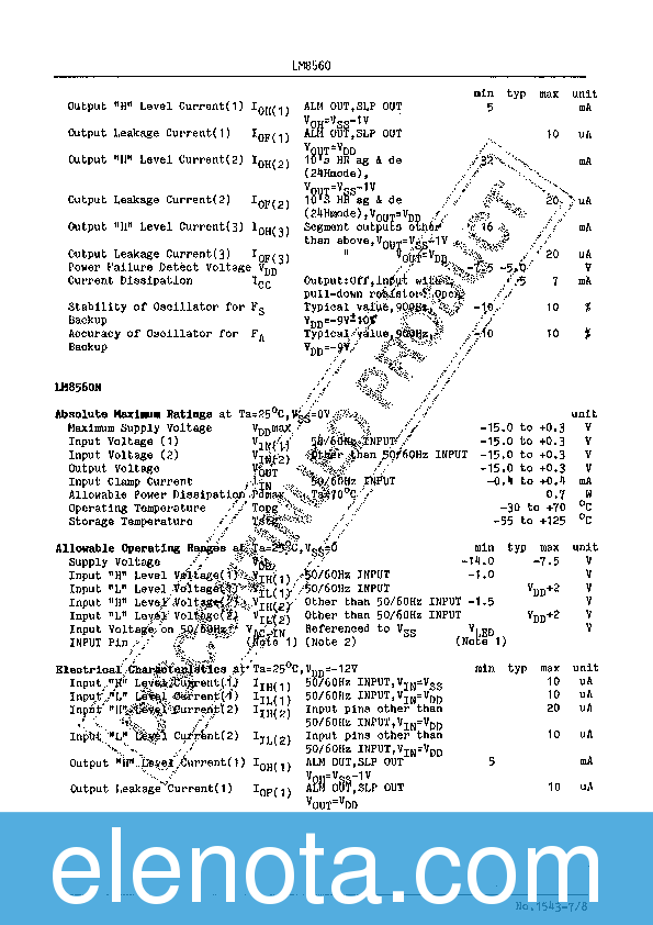 LM8560 Datasheet PDF (373 KB) Sanyo | Pobierz z Elenota.pl