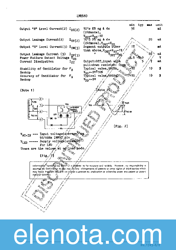 LM8560 Datasheet PDF (373 KB) Sanyo | Pobierz z Elenota.pl