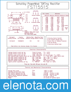 Microsemi 155CMQ015 datasheet