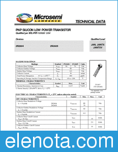 Microsemi 2N2605 datasheet