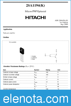 Hitachi 2SA1194(K) datasheet