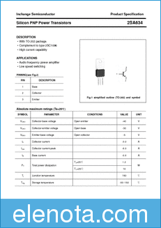 Inchange Semiconductor 2SA634 datasheet