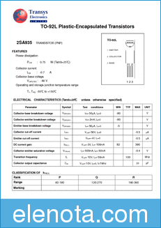 TRANSYS Electronics Limited 2SA935 datasheet