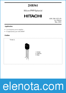 Hitachi 2SB561 datasheet