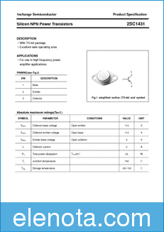 Inchange Semiconductor 2SC1431 datasheet