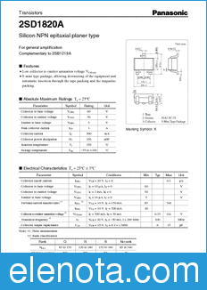 Panasonic 2SD1820A datasheet
