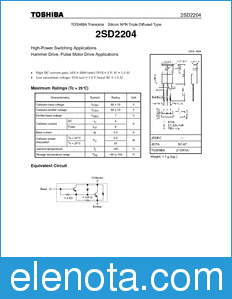 Toshiba 2SD2204 datasheet