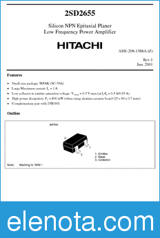 Hitachi 2SD655 datasheet