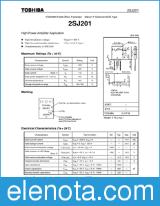 Toshiba 2SJ201 datasheet