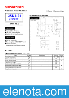 Shindengen 2SK1194 datasheet