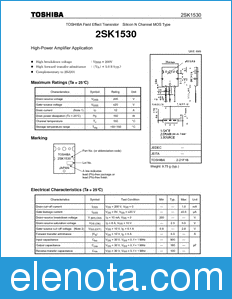 Toshiba 2SK1530 datasheet