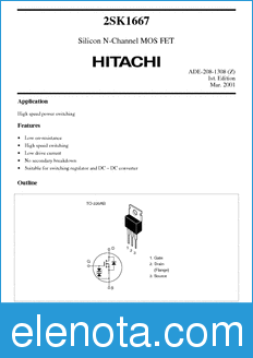 Hitachi 2SK1667 datasheet