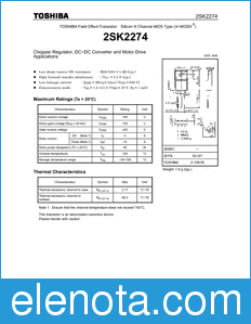 Toshiba 2SK2274 datasheet