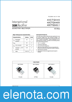 International Rectifier 40CTQ045 datasheet