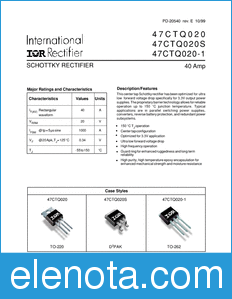 International Rectifier 47CTQ020 datasheet