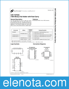 National Semiconductor 54F283 datasheet