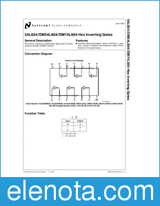 National Semiconductor 54LS04 datasheet