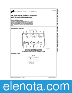 National Semiconductor 54LS14 datasheet