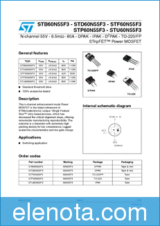 STMicroelectronics 60N55F3 datasheet