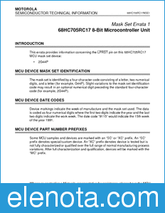 Motorola 68HC705RC17MSE1 datasheet