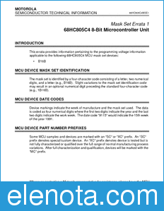 Motorola 68HC805C4MSE1 datasheet