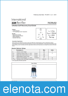 International Rectifier 70CRU02 datasheet