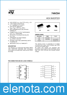 STMicroelectronics 74AC04 datasheet