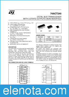 STMicroelectronics 74ACT245TTR datasheet