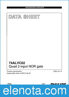 Philips 74ALVC02 datasheet