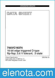 Philips 74AVC16374 datasheet