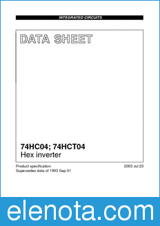 Philips 74HC04 datasheet