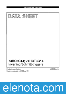 Philips 74HC3G14 datasheet