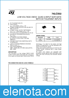 STMicroelectronics 74LCX02TTR datasheet