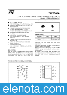 STMicroelectronics 74LVC08AMTR datasheet